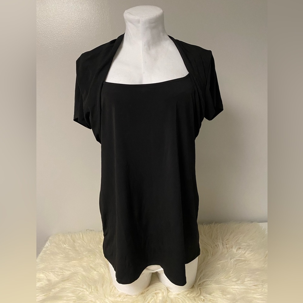 TORRID Size 1 Black Deep Scoop Neck Blouse